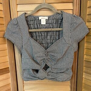 Pin-up Style Black & White Gingham Top